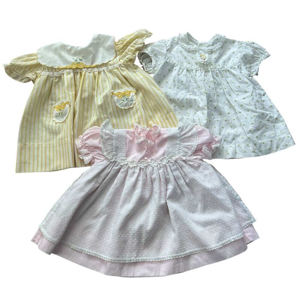 Vintage Betti Terrell, Nathan Krauskopf Co. & Nannette baby dress bundle 9-12 M